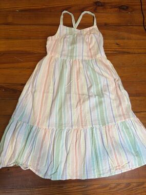 Cat & Jack Girls' Pastel Striped Tiered Sundress